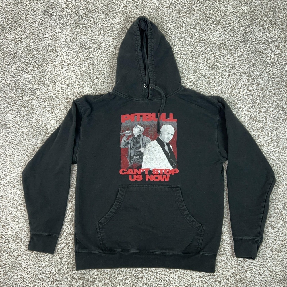 Pitbull Hoodie Mens Large Black Pullover Sweatshirt Can't Stop Us‎ Now Miami
